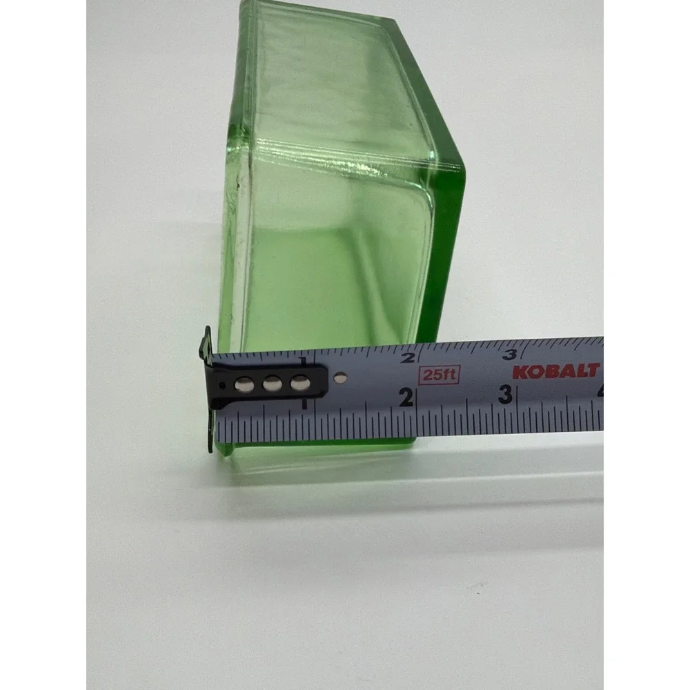 Vintage Green Uranium Glass Butter Cover Refrigerator Dish Lid UV Glow 5.25in